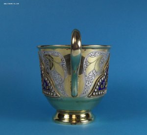 Серебряная чайная пара, в эмалях 875 пр.