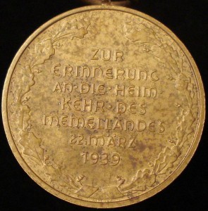 Медаль "Мемель" 22 марта 1939 г