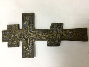 Крест (РАСПЯТИЕ) бронза/эмаль, 19х10.2 см