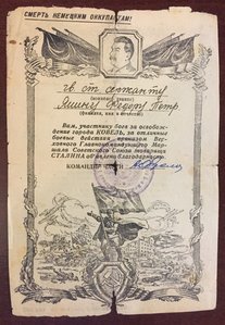 Благодарность за Ковель