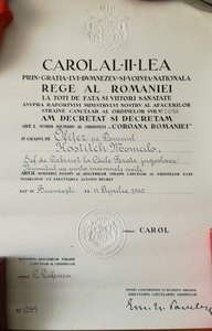 Румыния, орден Короны офицерский+коробка+документом, сохран