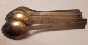 Чайные ложки серебро 916гр Таллин(звезда)6шт. позолото