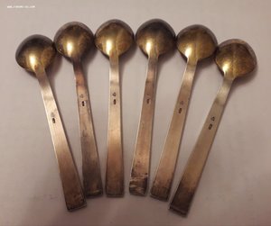 Чайные ложки серебро 916гр Таллин(звезда)6шт. позолото
