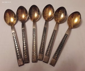 Чайные ложки серебро 916гр Таллин(звезда)6шт. позолото