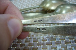 Ложки серебро 875 эмаль домики