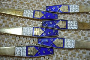 Ложки серебро 875 эмаль домики