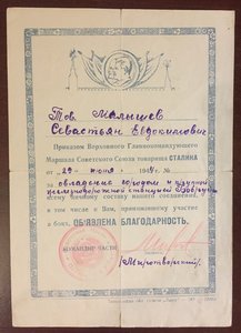 Благодарность за Бобруйск на сапера