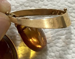 Золотой янтарный гарнитур. СССР. 583 проба.