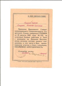 Благодарность .Старунов. №372