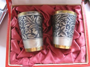 2 Стопки в футляре ,Северная чернь 1964 год,Серебро 875,ЛЮКС