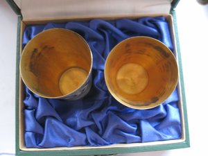 Две стопки в футляре,Северная чернь 64 год,Серебро 875,ЛЮКС