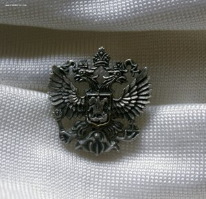 Герб РФ в СЕРЕБРЕ на цанге, РУЧНАЯ РАБОТА, эмаль