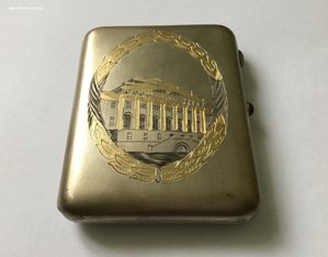 Портсигар Университет. ЛЮКС. Квитанция, бирка. Серебро 875.