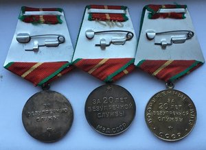 Выслуги 20лет КГБ СССР,20лет МВД СССР,20лет МООП СССР.Серебр