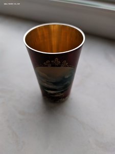 Стопка с позолотой, эмаль, серебро, 875 СССР