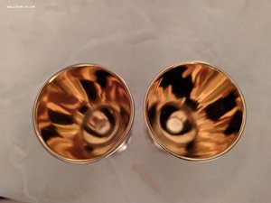 Две рюмки с позолотой, серебро, 916 проба 1969 год