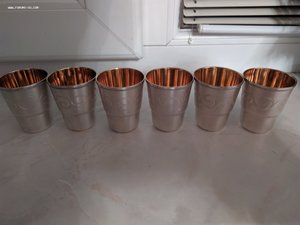 Набор из 6 стопок с позолотой, серебро, 916 проба