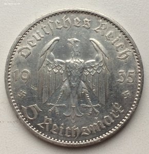 5 рейхсмарок 1935 "А", Кирха 2 шт