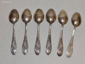 Набор кофейных ложек. Серебро 875.