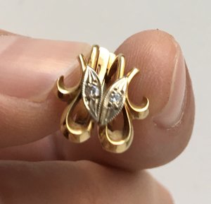 Золотые серьги с бриллиантами. 750 проба. СССР