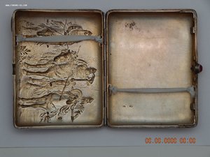 Портсигар . - Три богатыря .- 875проба " МЮФ ".