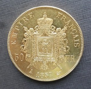 50 франков 1857г. золото . ЛЮКС !