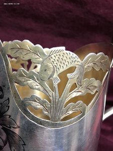 Подстаканники. Сказка о Рыбаке и Рыбке. Серебро 875 проба.