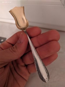 Серебряная ложка (совок) с позолотой для сахара, 875 проба