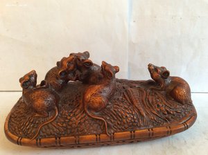 Резьба по дереву, самшит, мыши