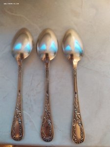 Три серебряные чайные ложки, 875 проба