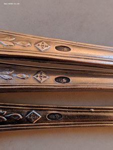 Три серебряные чайные ложки, 875 проба