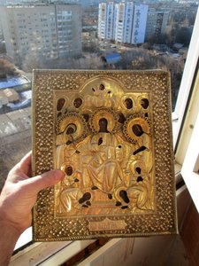 Икона "Седмица" Сусальное золото. Аналой. Палех 19 век
