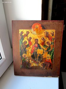 Икона "Седмица" Сусальное золото. Аналой. Палех 19 век