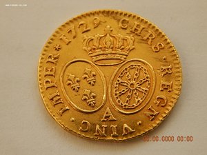 Луидор 1729 г. Людовик 15 .- Франция.