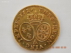 Луидор 1729 г. Людовик 15 .- Франция.