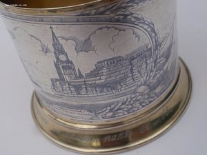 Подстаканник ‘‘Виды Москвы’’ Серебро 875 пробы, чернь .