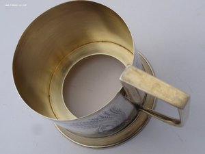 Подстаканник ‘‘Виды Москвы’’ Серебро 875 пробы, чернь .