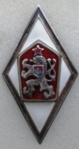 Чехословацкий серебряный знак об окончании академии 50 года.