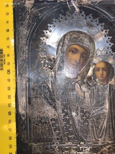 Икона Казнская БМ 1873г серебро
