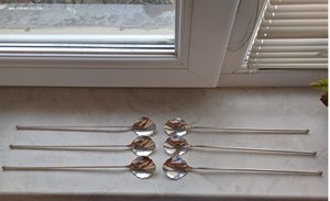 Ложки-трубочки для коктейля, серебро, 916 проба