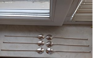 Ложки-трубочки для коктейля, серебро, 916 проба