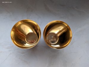 Две стопки с позолотой, серебро, 875 проба