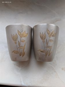 Две стопки с позолотой, серебро, 875 проба