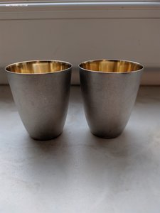 Две стопки с позолотой, серебро, 875 проба