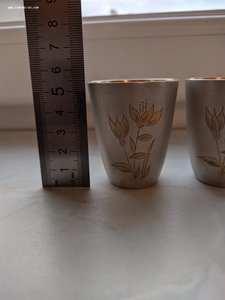 Две стопки с позолотой, серебро, 875 проба