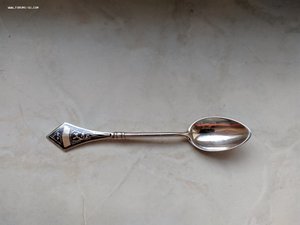 Кофейная серебряная ложка, 875 проба, Кубачи