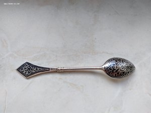 Кофейная серебряная ложка, 875 проба, Кубачи