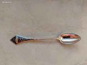 Кофейная серебряная ложка, 875 проба, Кубачи