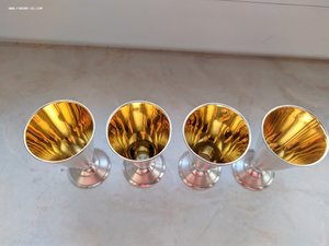 Четыре рюмки с позолотой, серебро, 875 проба СССР