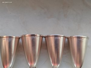 Четыре рюмки с позолотой, серебро, 875 проба СССР